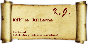 Köpe Julianna névjegykártya